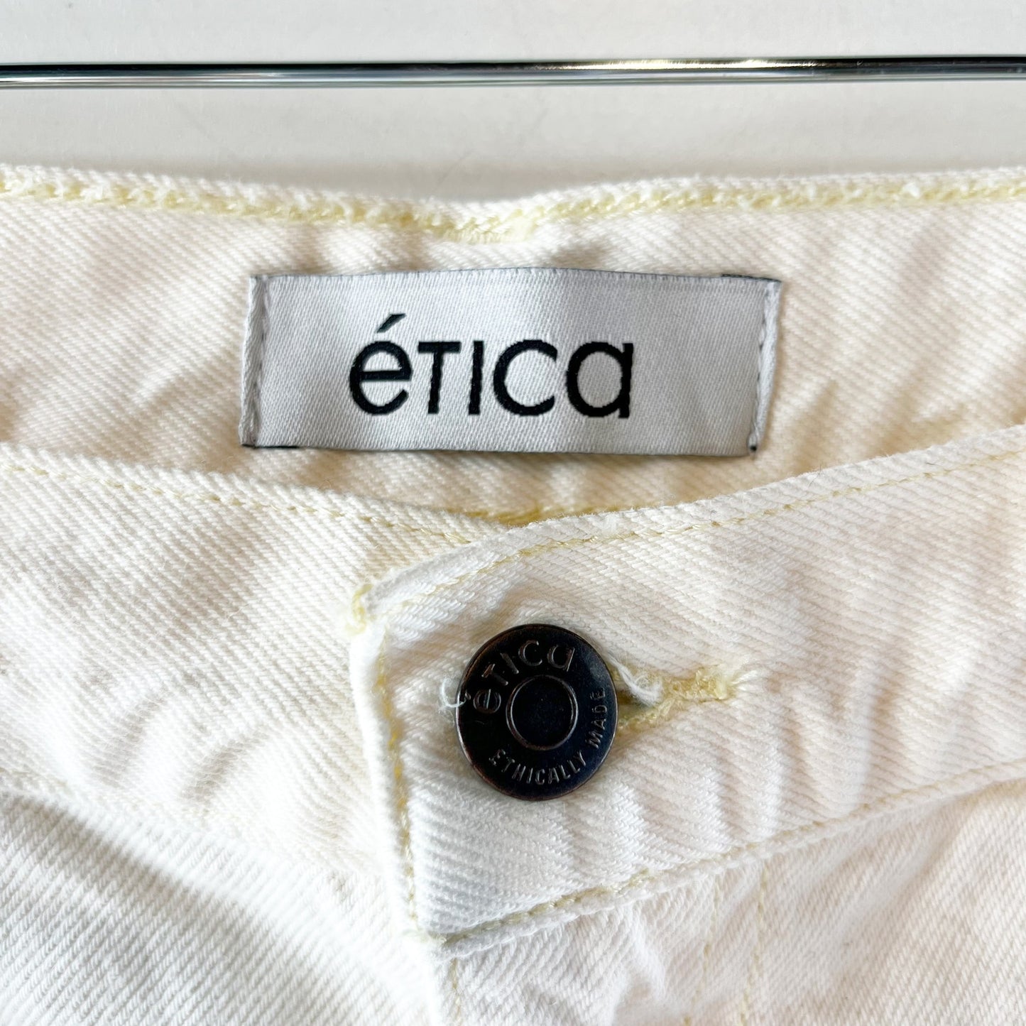 Etica High Rise Raw Hem Skylar Denim Cutoff Jean Denim Shorts Cream White 27