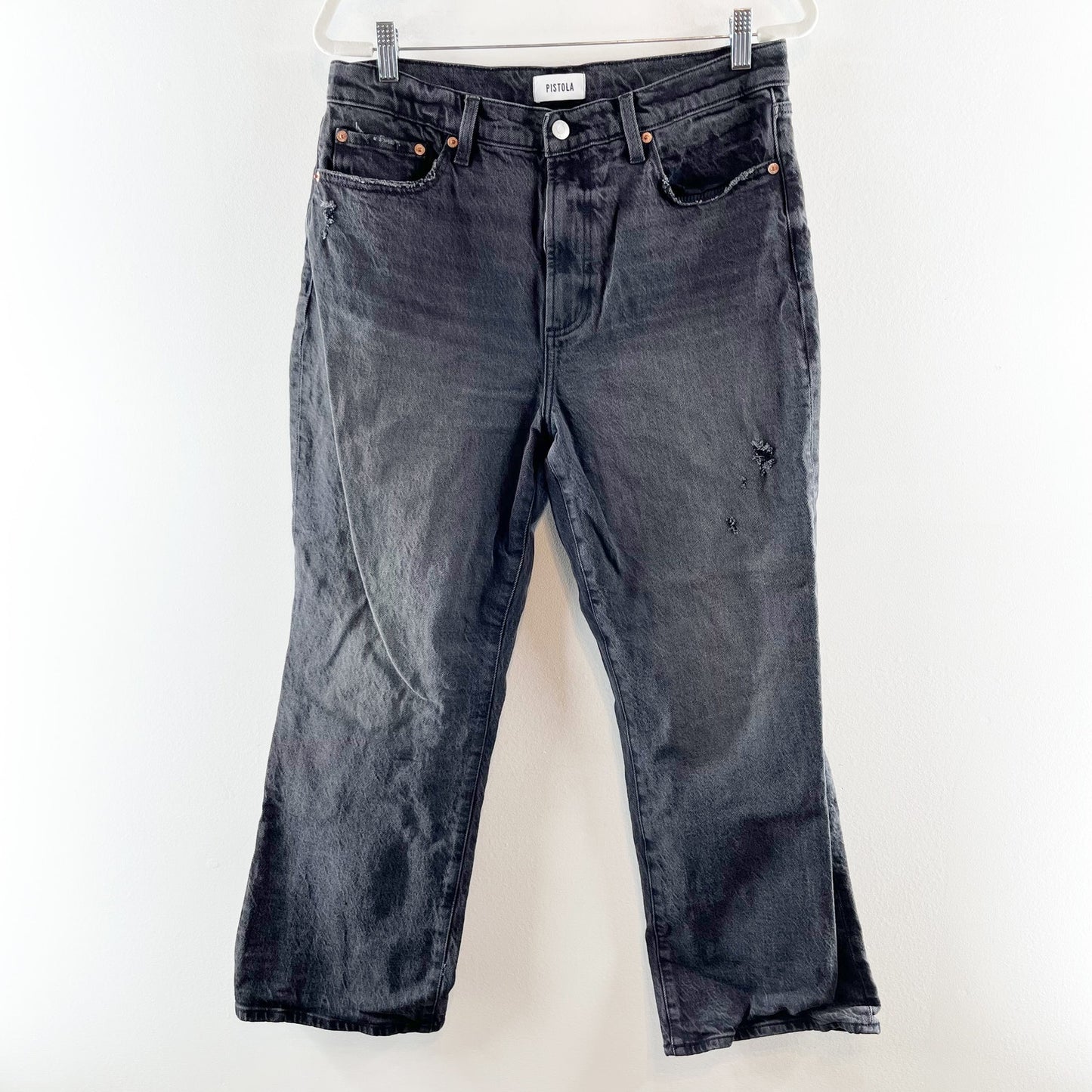 Pistola Ally High Rise Vintage Distressed Denim Ankle Boot Jeans Black 31 / 12