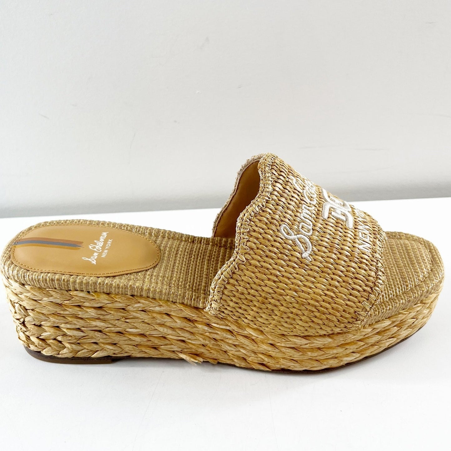 Sam Edelman Camila Slip On Espadrille Platform Wedge Slide Sandals Sand 9.5