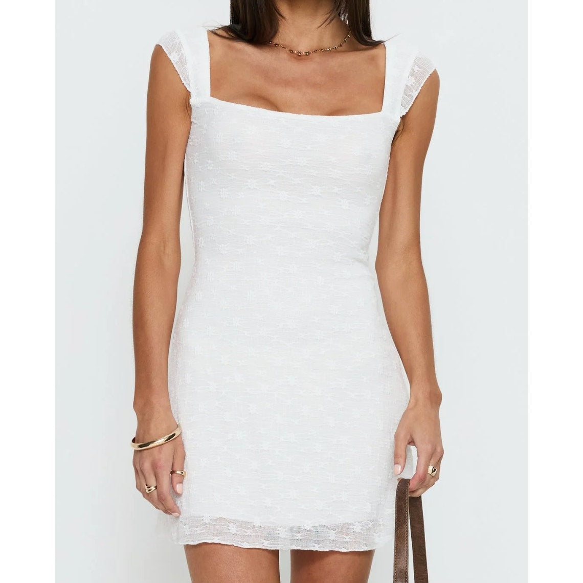 Princess Polly Lanchester Square Neck Mini Dress White 4