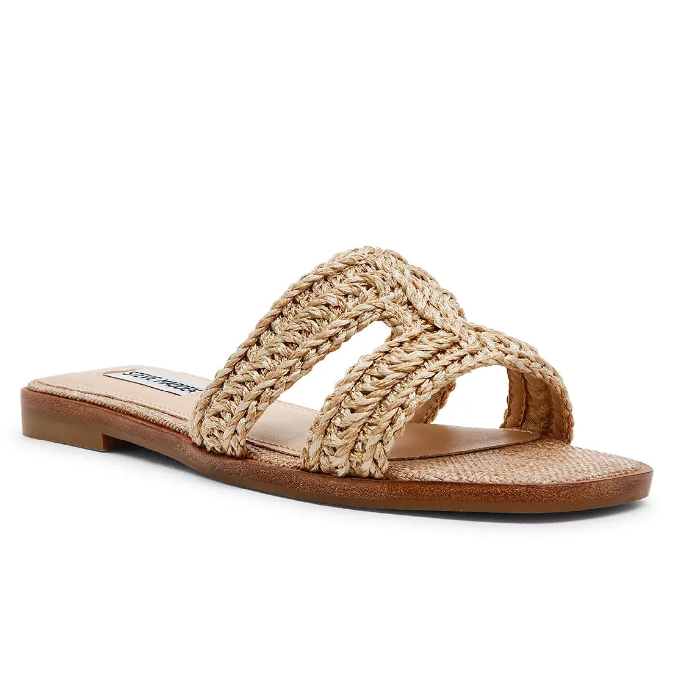 Steve Madden Hazel Slide Sandals in Natural Raffia Tan 8.5
