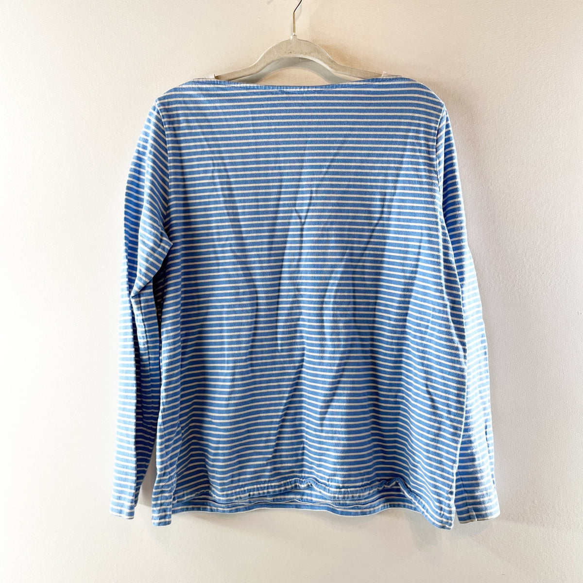 Vineyard Vines Cotton Striped Long Sleeve Boat Neck Blouse Top Blue White XL
