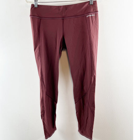 Patagonia Pull On Elastic Waist High Rise Ankle Leggings Clay Maroon Large