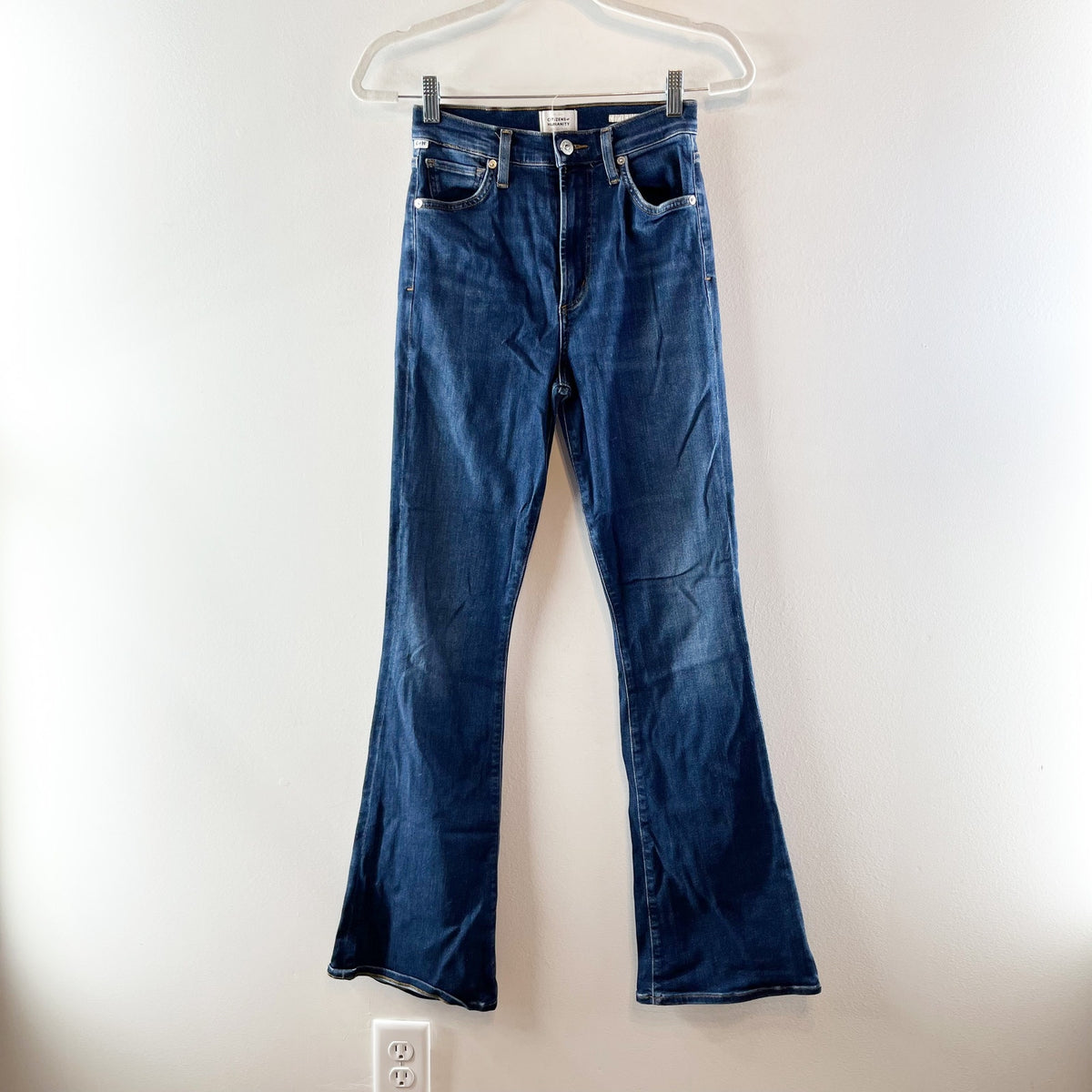 Citizens of Humanity Lilah High Rise Flare Jeans Dark Wash Blue 24