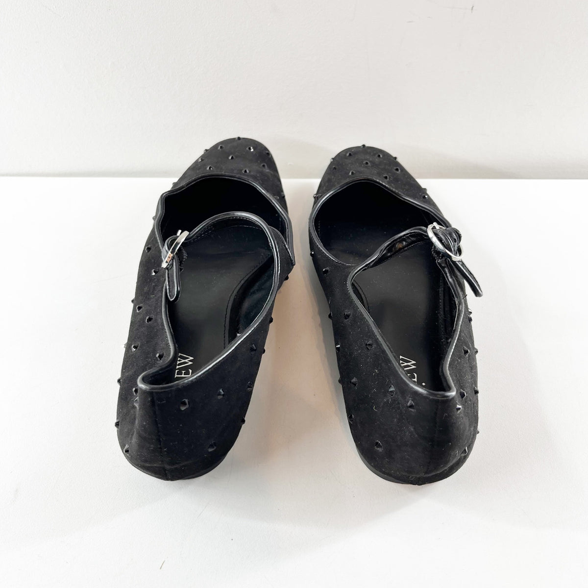J. Crew Rhinestone Studded Mesh Mary Jane Ballet Flats Black 9