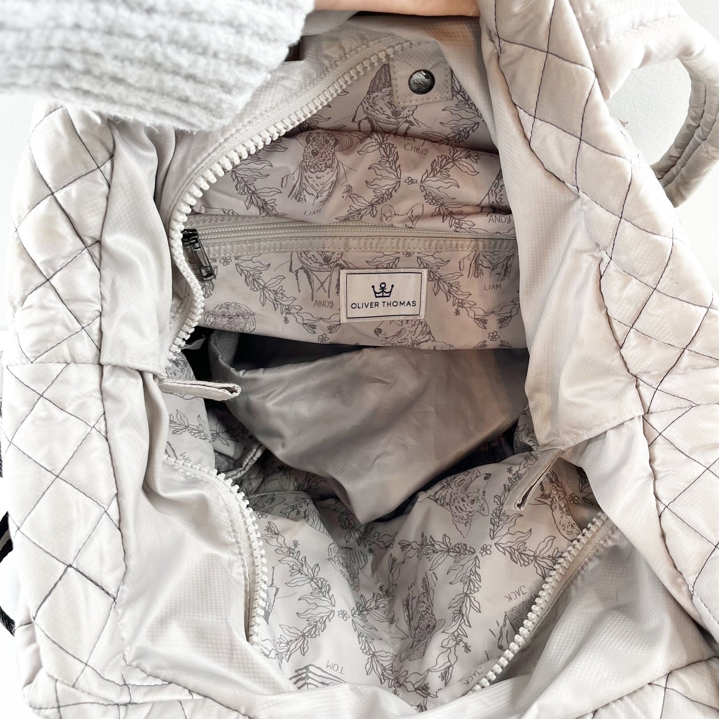 Oliver Thomas Kitchen Sink Colorblock Tote Quilted Bag Purse Gray Black