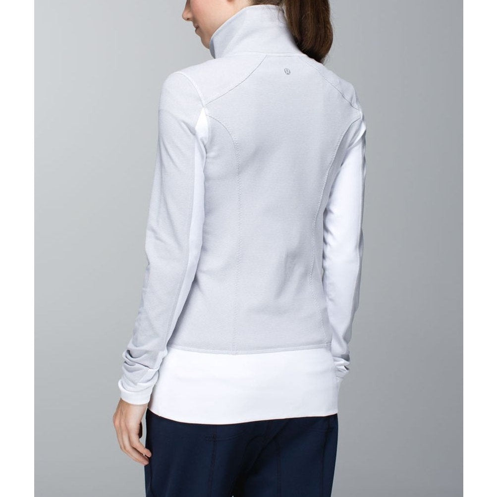 Lululemon Nice Asana Jacket Wee Stripe White Heathered Medium Grey White 6