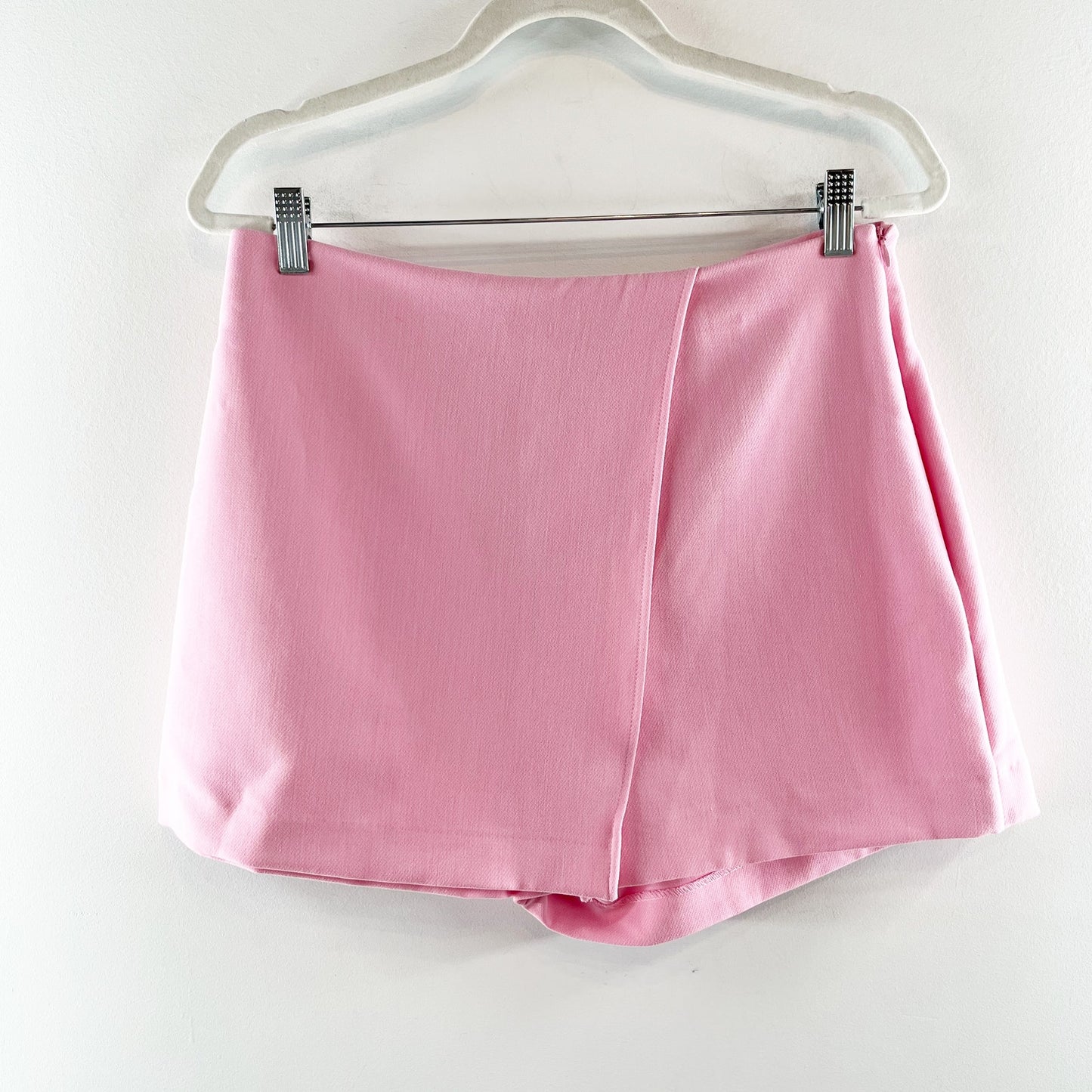 ZARA Mini Faux Wrap Skirt Skort Shorts Pink Large