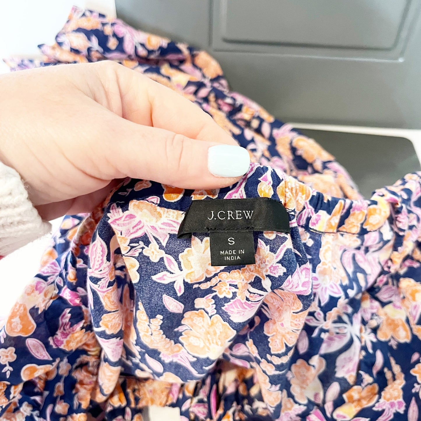 J. Crew Button Up Cotton Short Sleeve Tie Front Floral Print Beach Mini Dress S