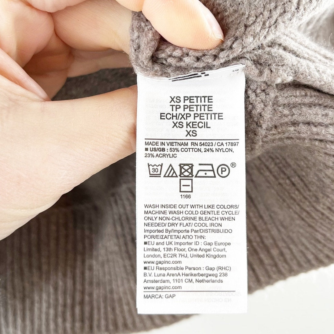 GAP Cashsoft V Neck Oversized Sweater Toasted Almond Brown XS Petite