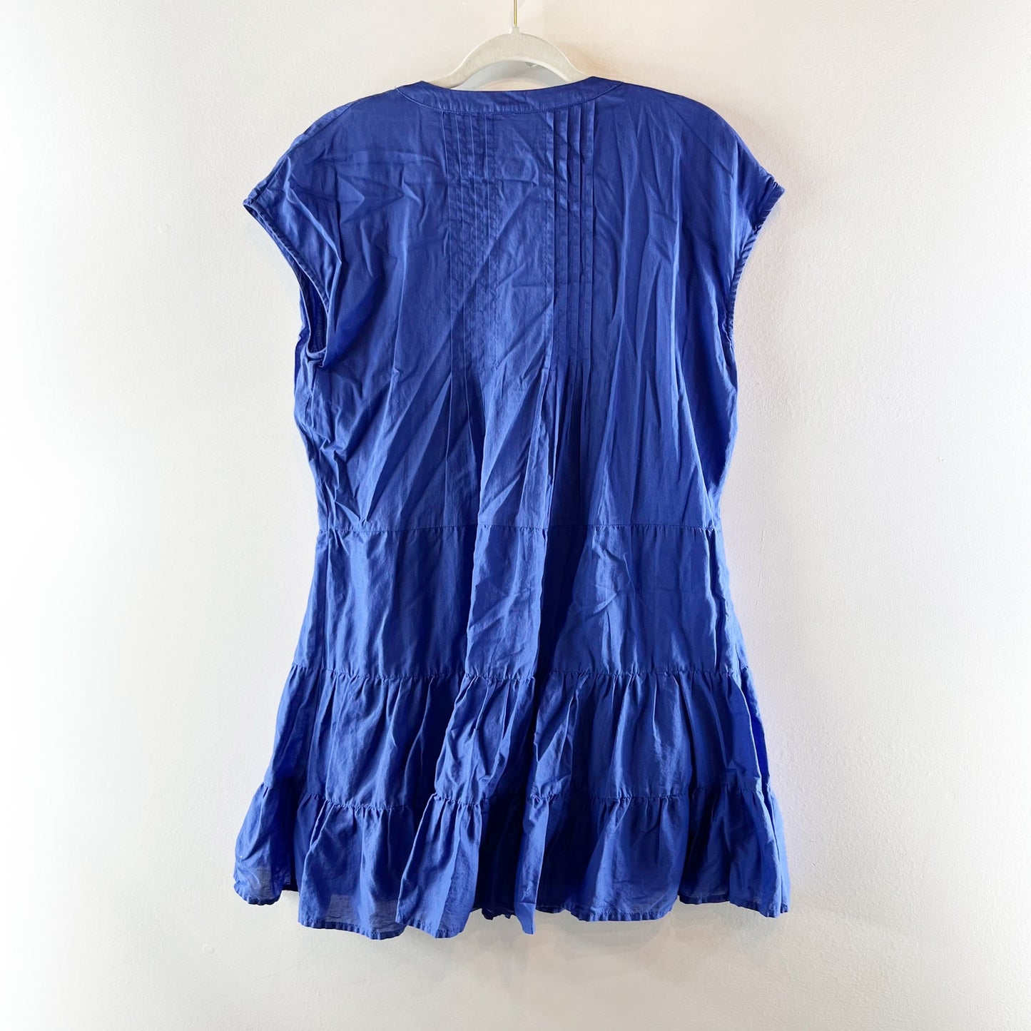Marea Mackenzie Short Sleeve Button Up Ruffle Hem Mini Dress Ultramarine Blue S