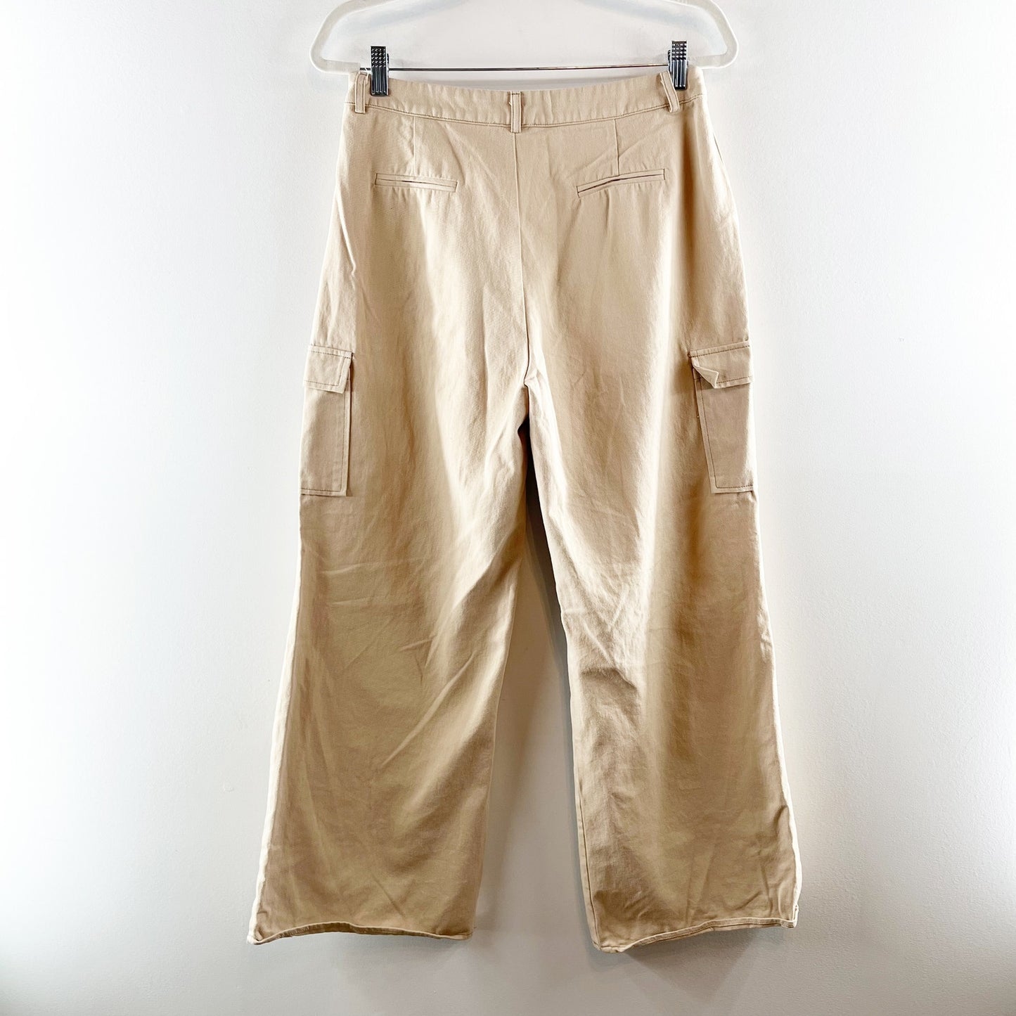 ACOA High Rise Wide Leg Cargo Pants Khaki Tan Large