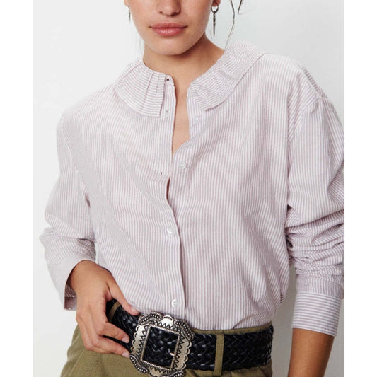 Ba&Sh Sibelle Button Down Top Shirt Striped Mauve Pink Medium