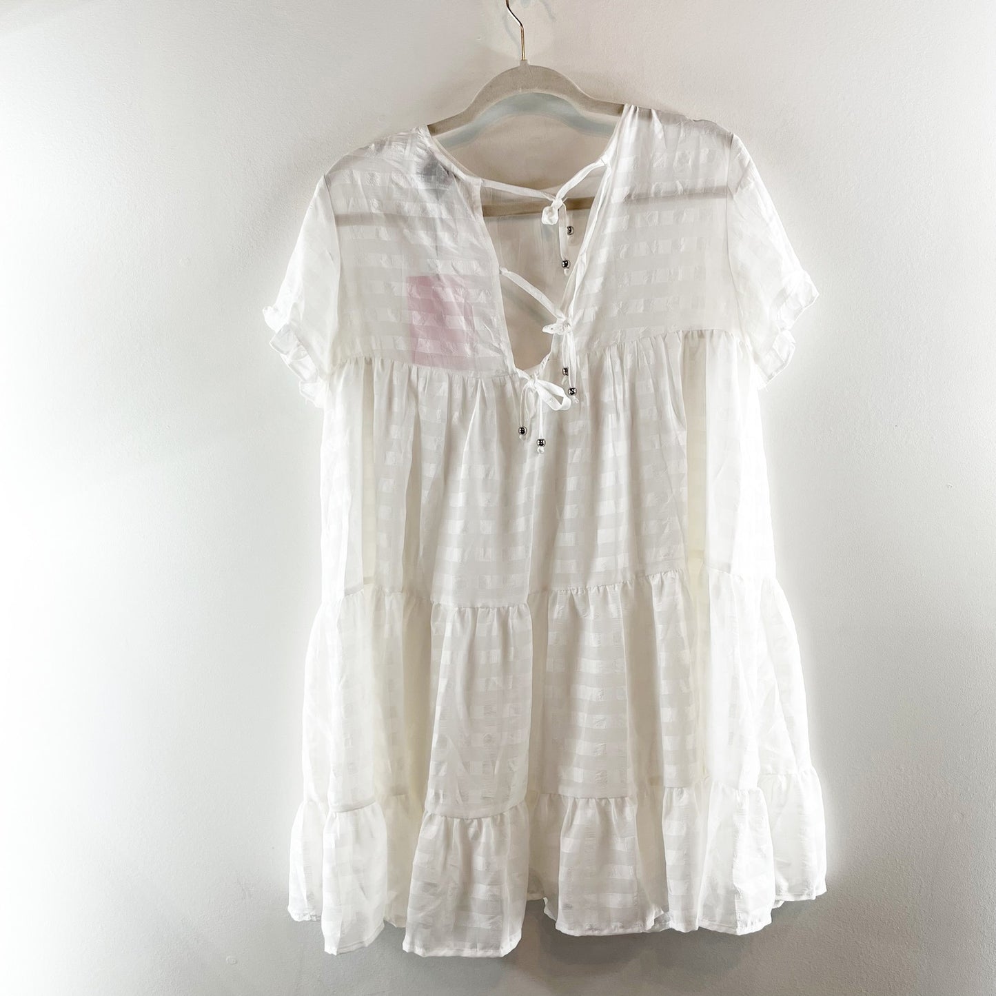 Hello Molly We Need Space Babydoll Tiered Mini Dress White 2