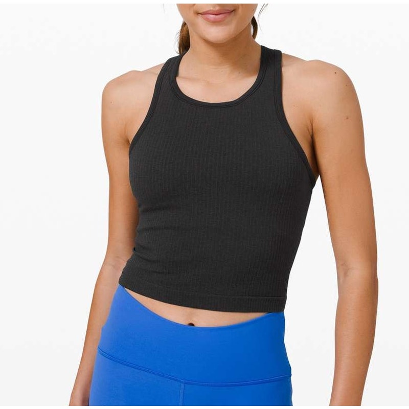 Lululemon Ebb To Street Ribbed Racerback Crop Tank Top Black 6