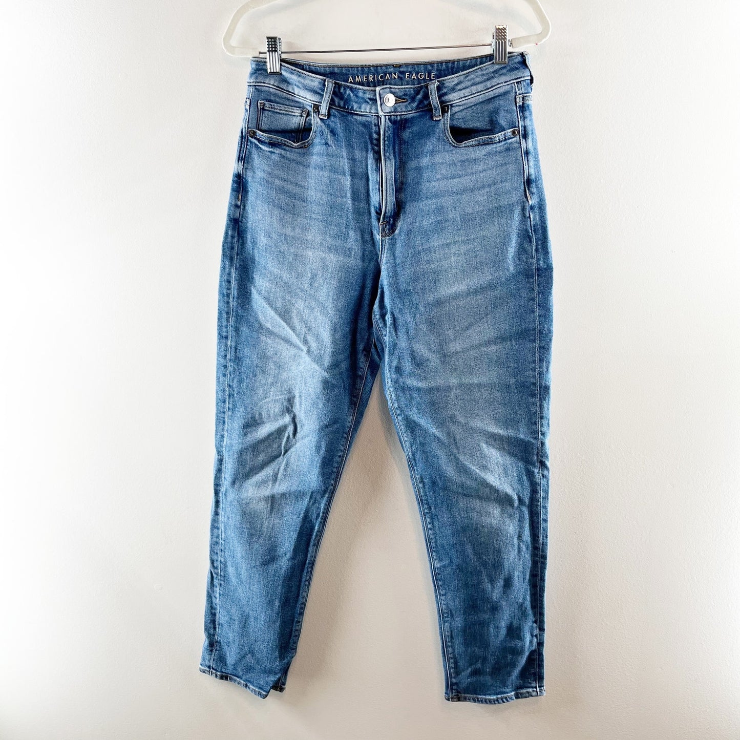 American Eagle High Rise Stretch Mom Jeans Blue 8