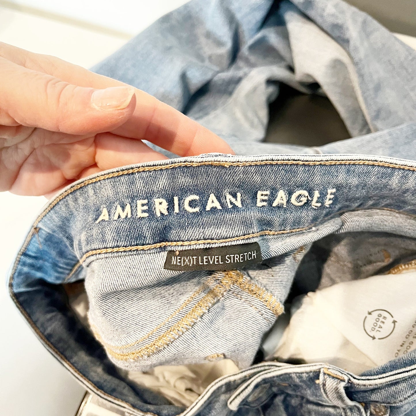 American Eagle High Rise Festival Flare Stretch Jeans Blue 8