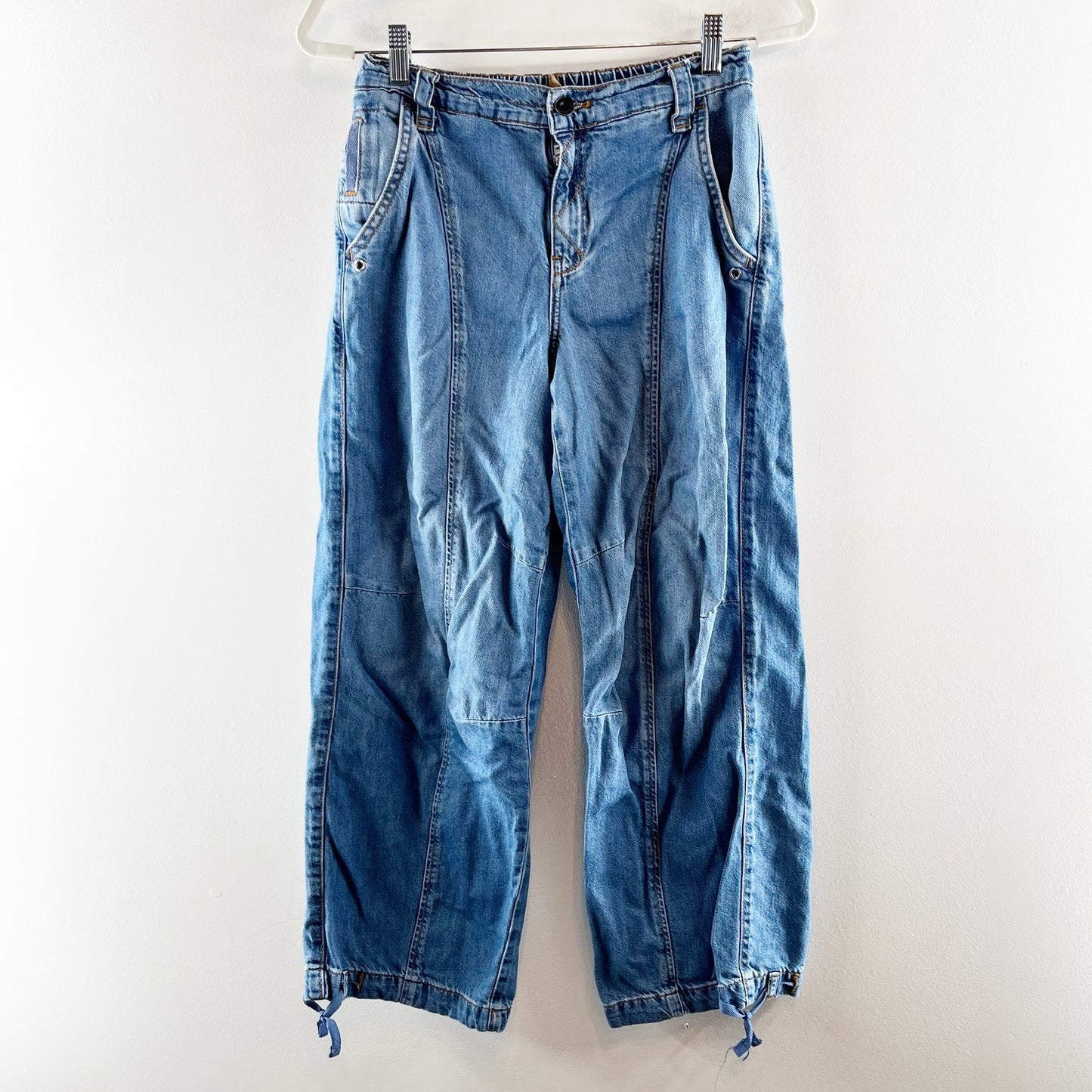Pilcro Mid Rise Wide Leg Balloon Leg Denim Jeans Blue 27