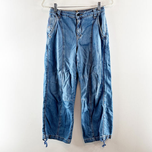 Pilcro Mid Rise Wide Leg Balloon Leg Denim Jeans Blue 27