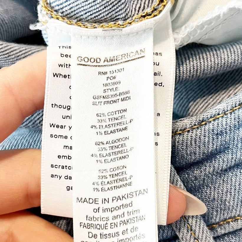 Good American High Rise Slit Front Denim Mini Skirt Blue 30 / 10