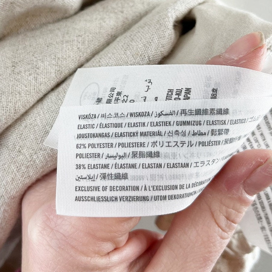 Abercrombie & Fitch Square Neck Puff Short Sleeve Mini Dress Tan Medium