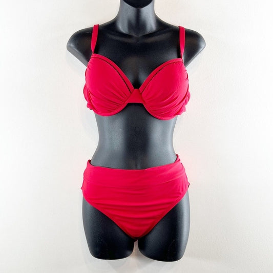 Bleu Rod Beattie Underwire Bikini Top High Waisted Bikini Swimsuit Set Red 8