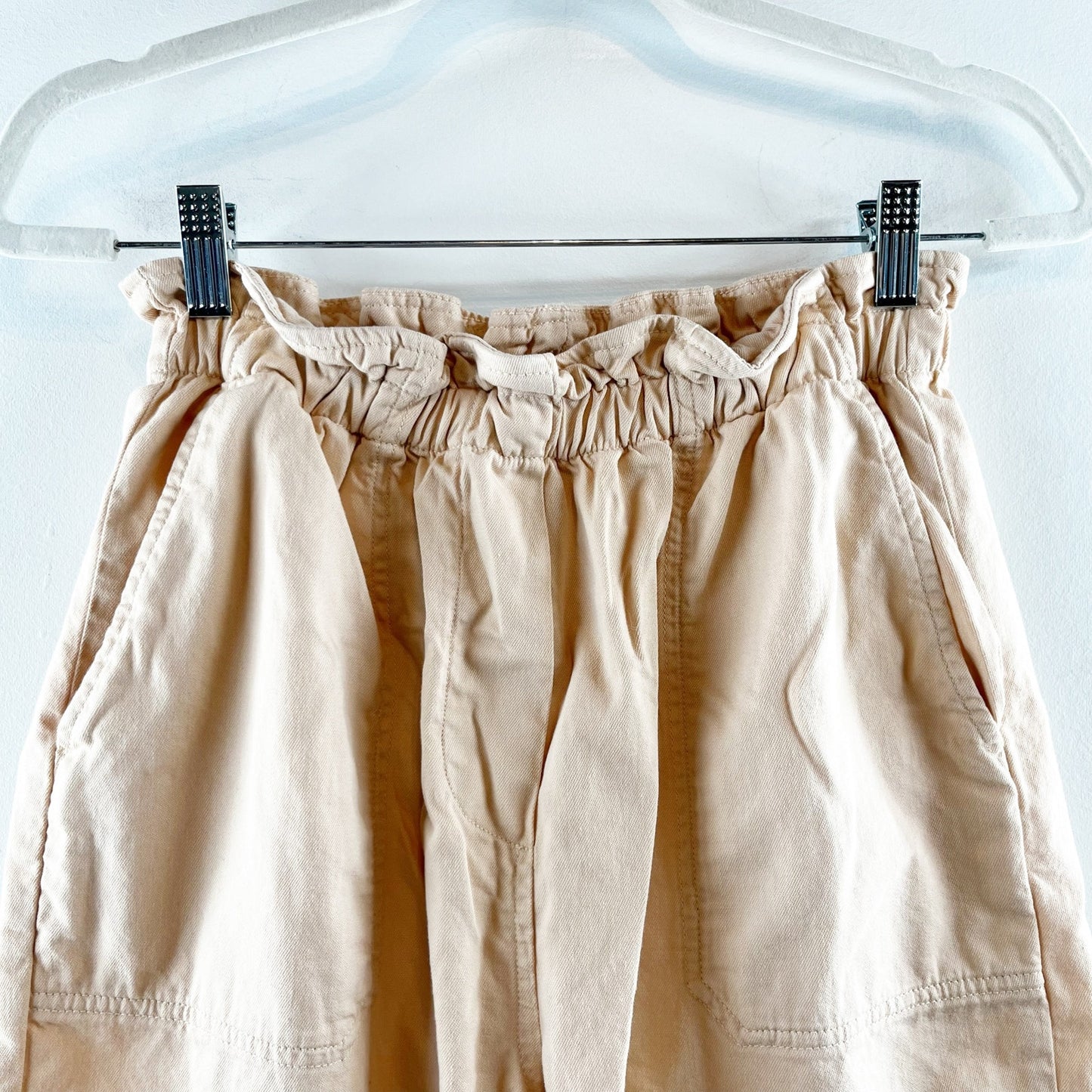 Anthropologie High Rise Paperbag Cropped Utility Pants Tan Khaki XS