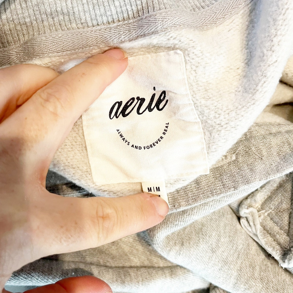 Aerie Vintage Popover Snap Button Polo Sweatshirt Gray Medium