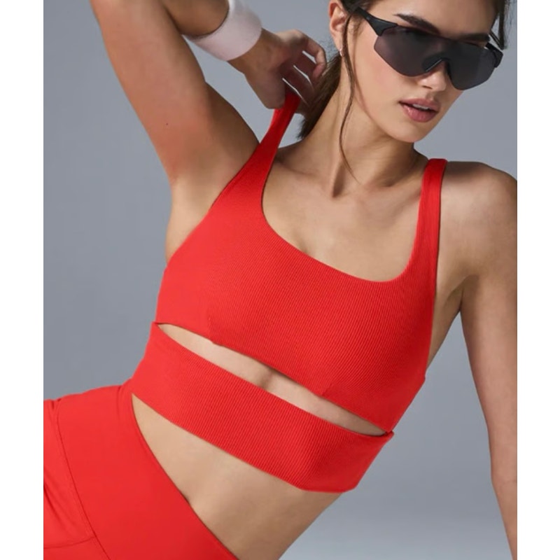 Alo Yoga Slit Bra Tank Top Red Hot Summer Small