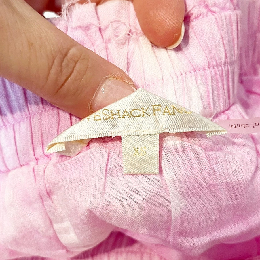 LoveShackFancy Ruffle Cotton Mini Skirt Tie Dye Pink XS