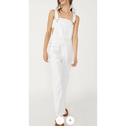 Free People Ziggy Denim Bib Overalls White XS