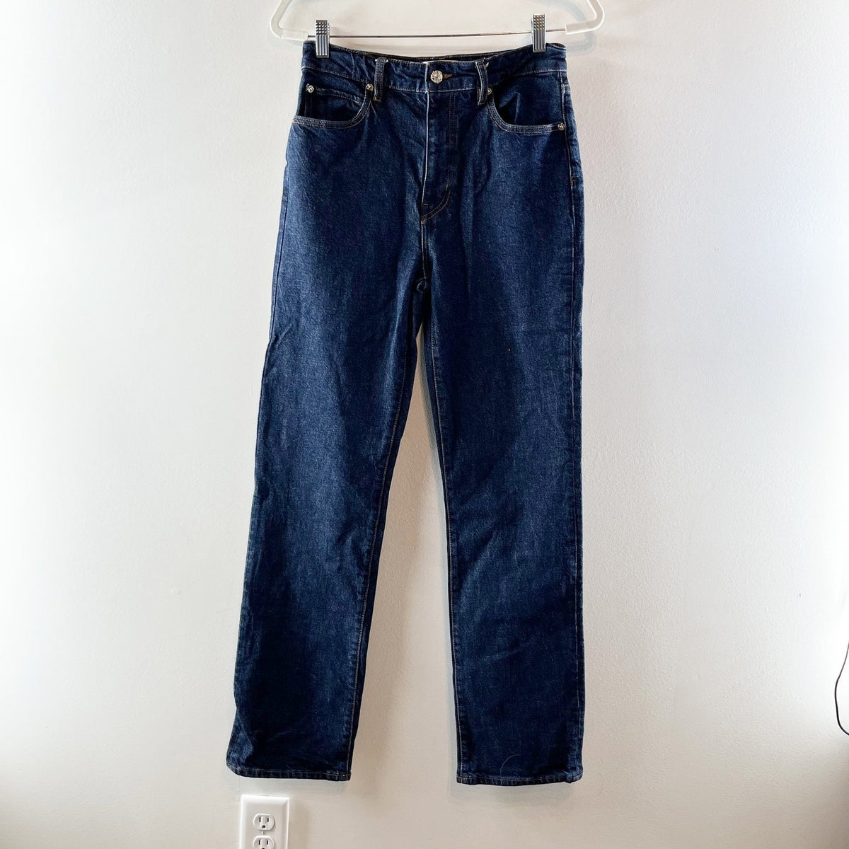 Frame The Ruler Cotton Blend Dark Wash Denim Straight Leg Jeans Taboo 28 / 6