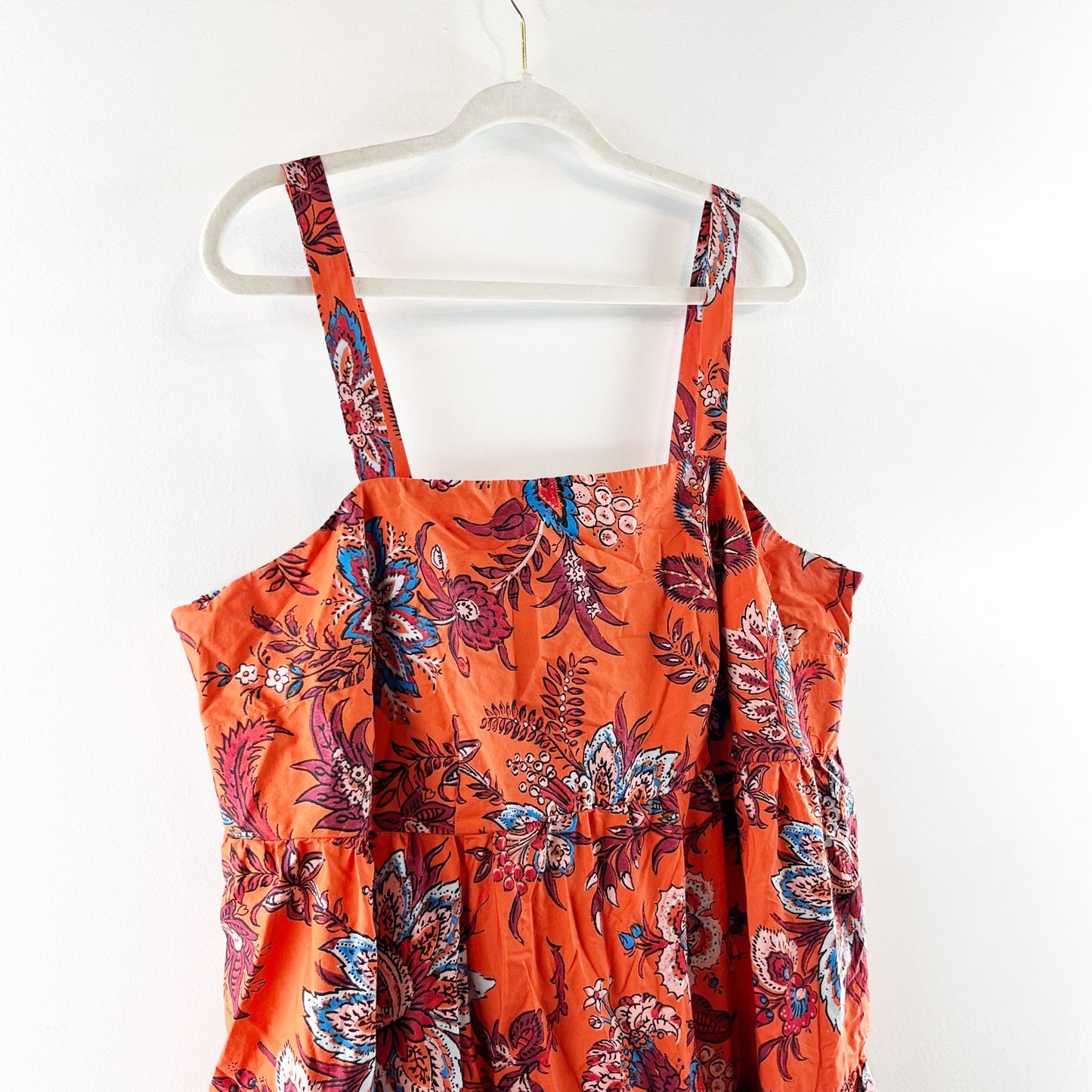 RHODE x Target Leafy Floral Print Tiered Poplin Midi Sundress Orange Plus 1X