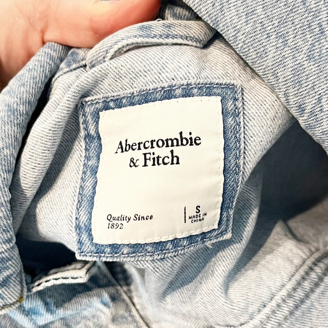 Abercrombie & Fitch Cropped Denim Jean Trucker Jacket Blue Small