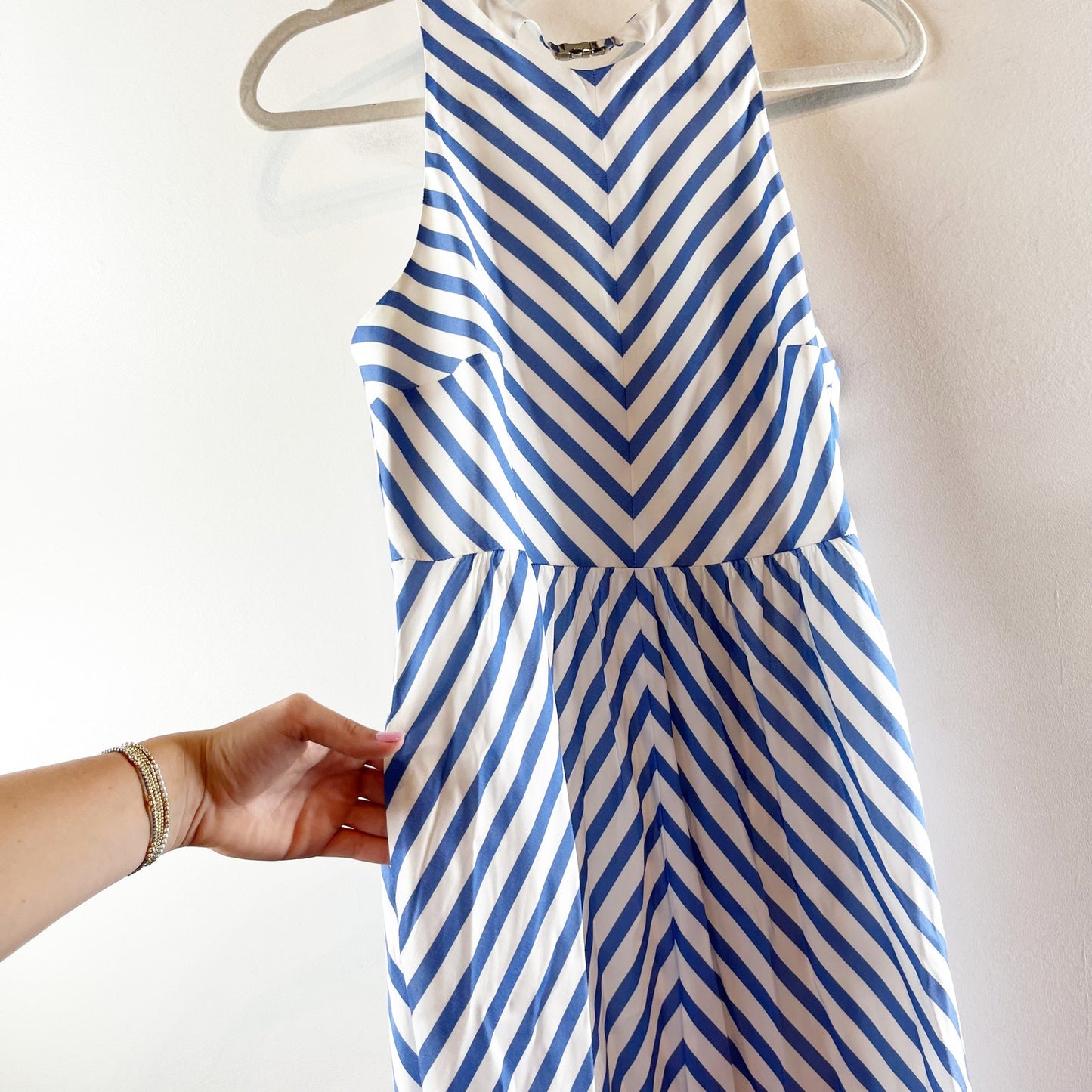 Tuckernuck Striped High Neck Sleeveless Portofino Midi Dress Blue White 4
