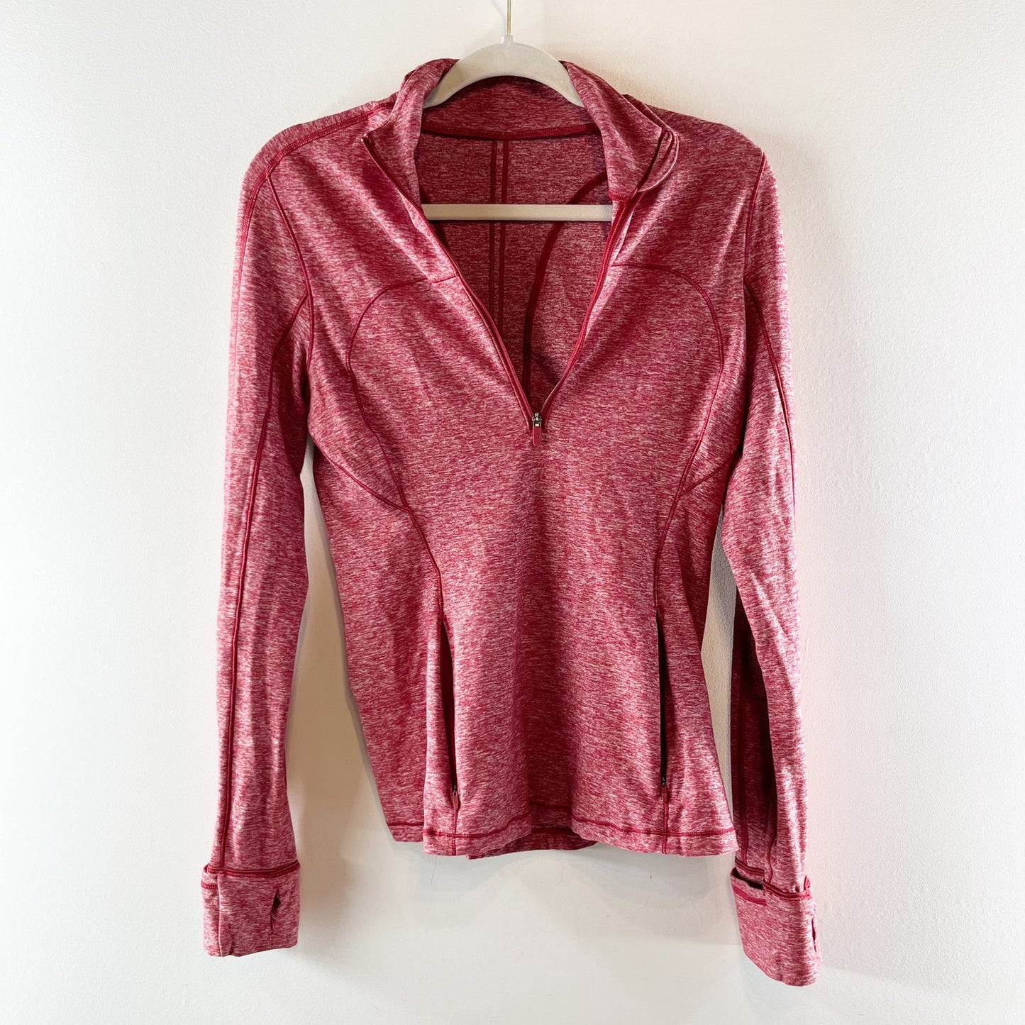 Lululemon Run Briskly 1/2 Zip Pullover Jacket Heathered Dark Sport Red 8