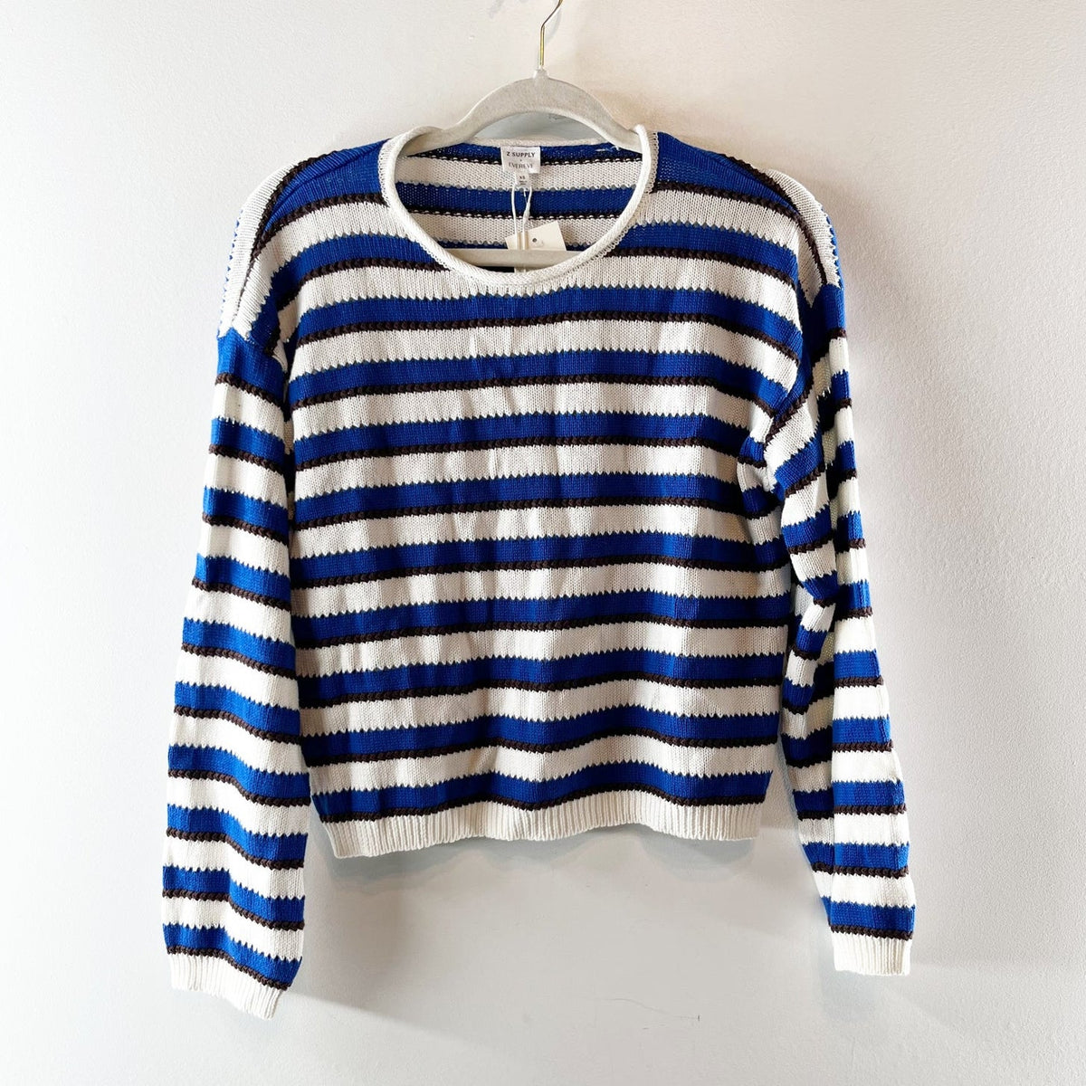 Z Supply x Evereve Prado Striped Crewneck Sweater White Blue XS