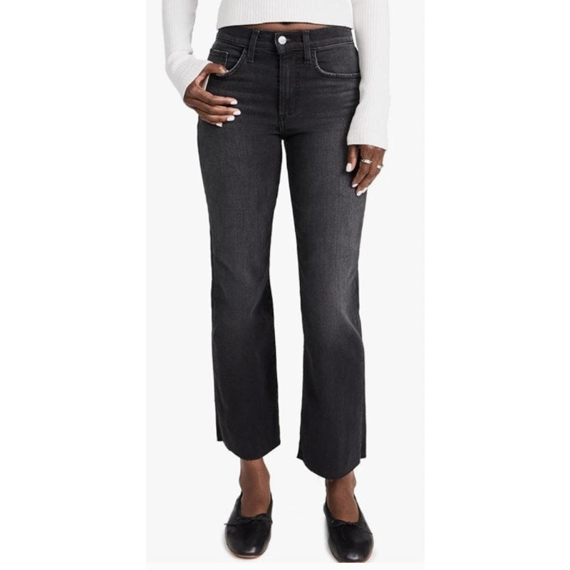 Joes Mid Rise Straight Leg Tapered Mom Jeans Raw Hem Black 26