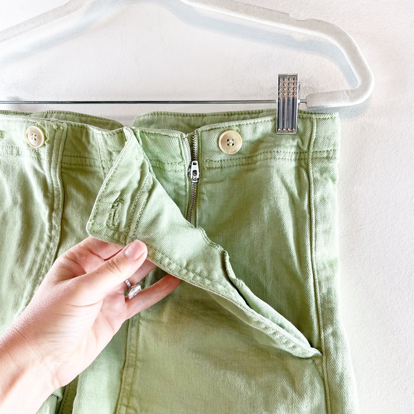 Pilcro by Anthropologie The Kit High-Rise Utility Shorts Moss Green 30