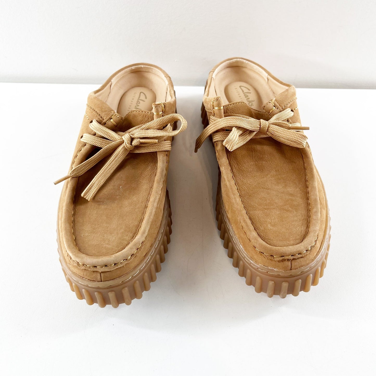 Clarks Originals Torhill Suede Slip On Moccasin Mules Light Tan Nubuck 7