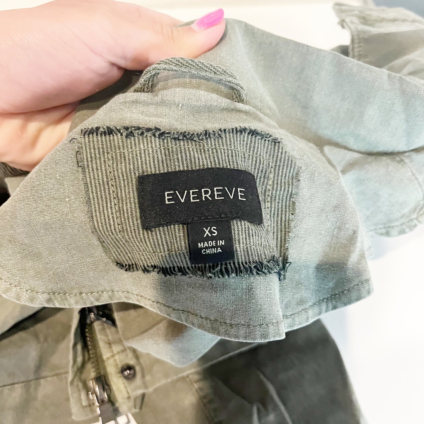 Evereve Full Zip Long Sleeve Utility Camp Jacket Cilantro Green XS