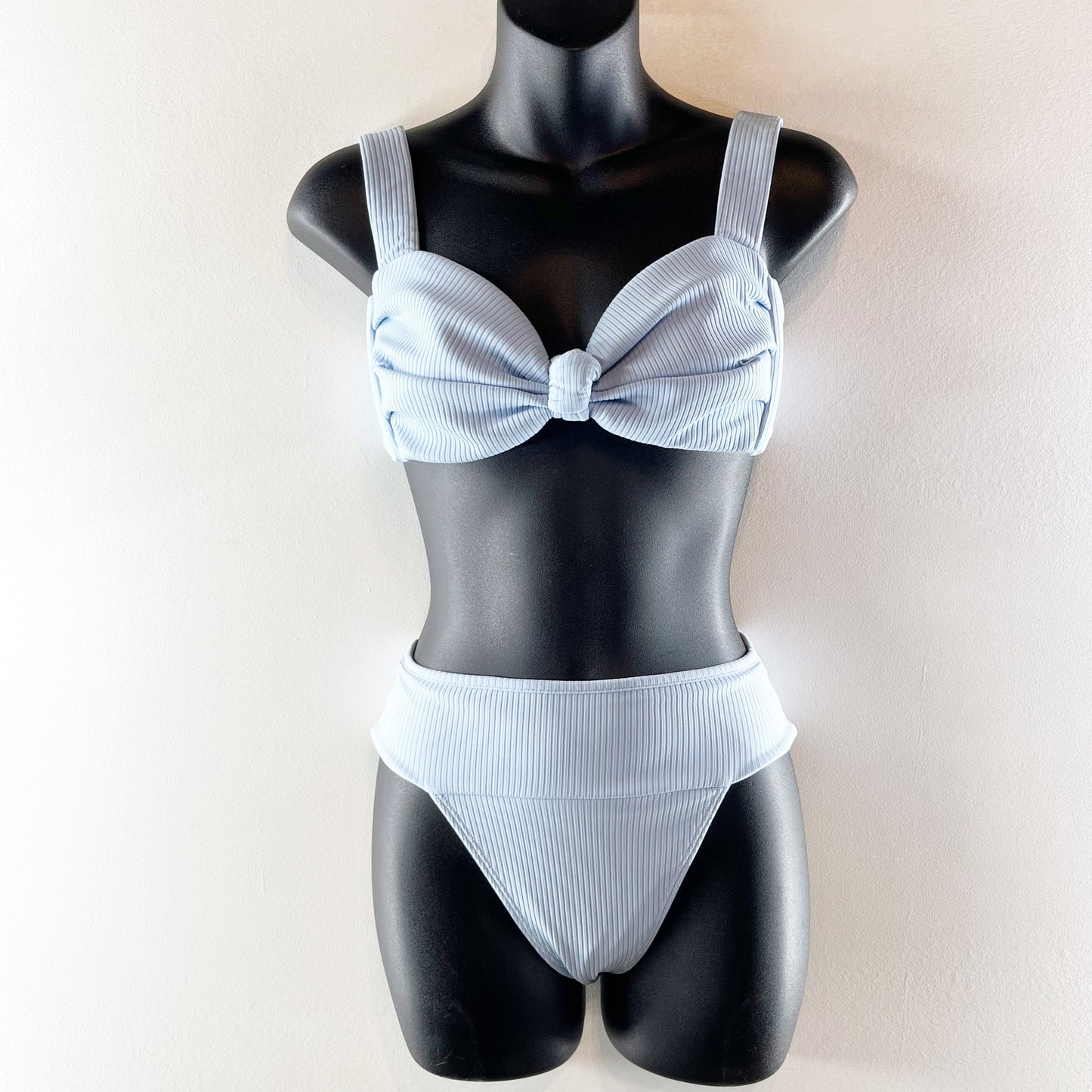 Montce Hayden Knotted Rib Top Tamarindo High Cut Bottom Set Peri Rib Blue XS/S