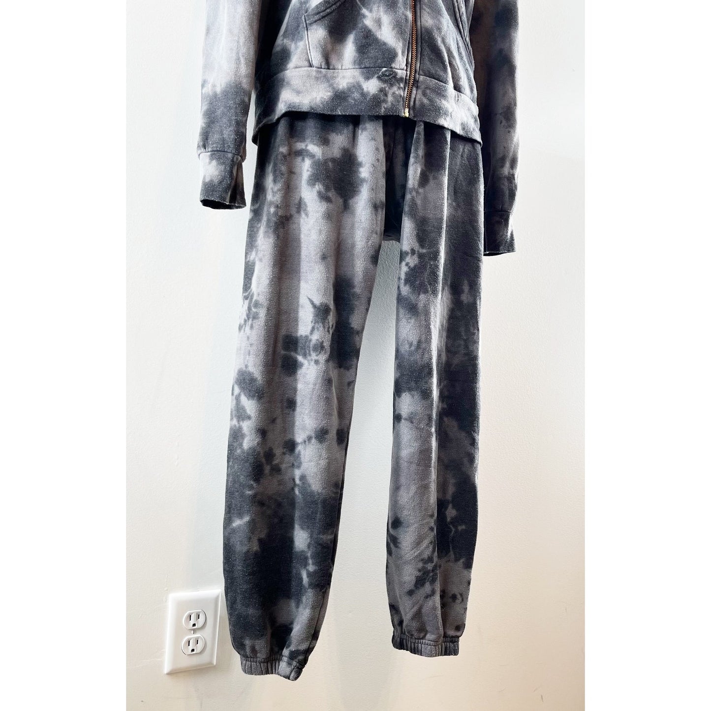 Aviator Nation Full Zip Jogger Tie Dye Sweatpants Hoodie Matching Set Gray Small