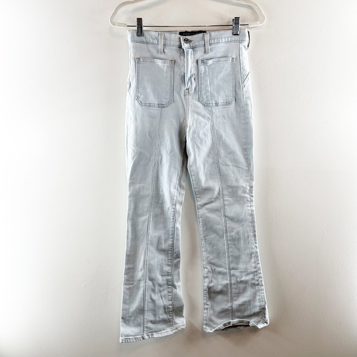 Veronica Beard Carson High Rise Ankle Flare Jeans Light Aspen Wash Blue 27