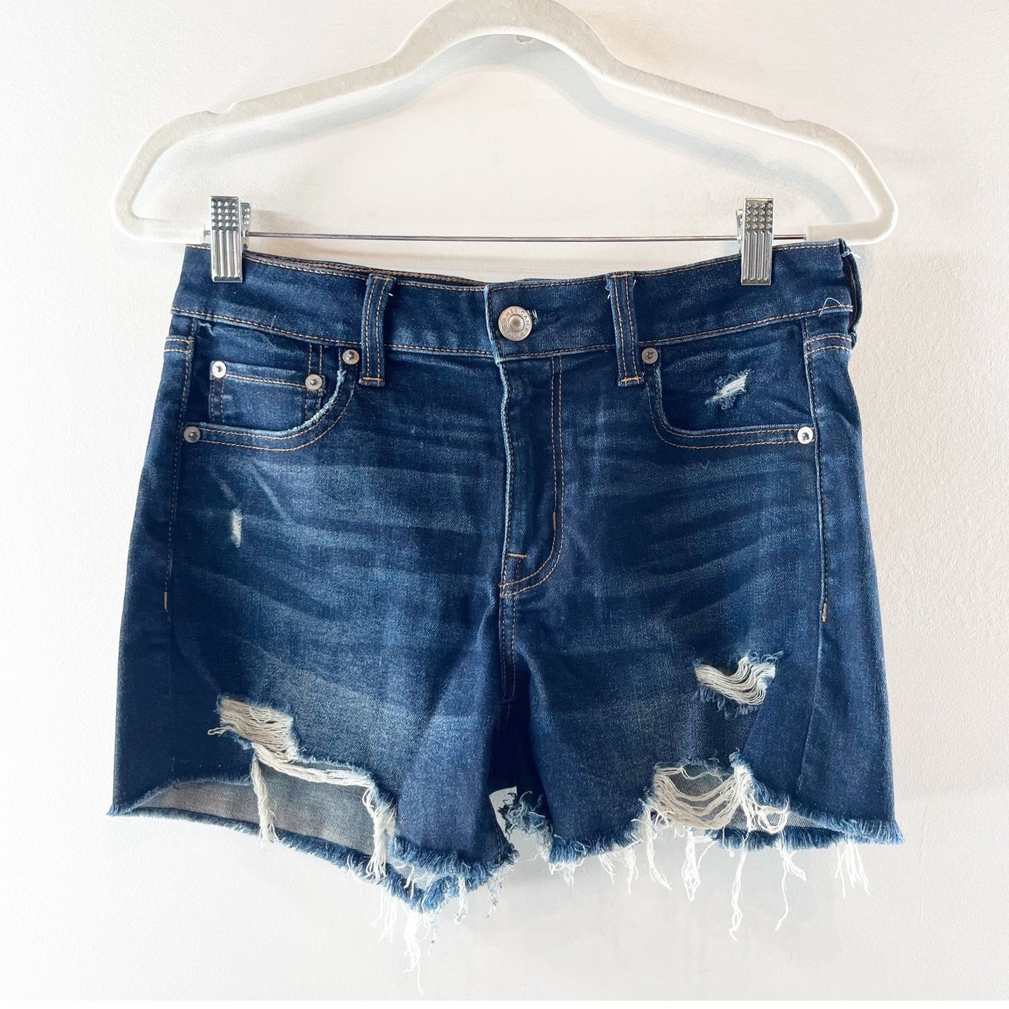 American Eagle Outfitters Ne(x)T Level Stretch Distressed Jean Short Blue 8