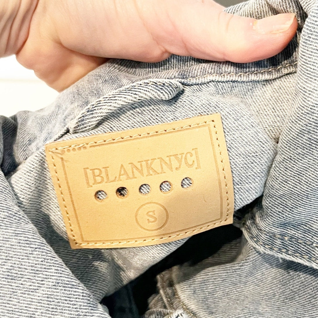 Blank NYC Ombre Dip Dye Raw Hem Denim Jean Trucker Jacket Blue White Small