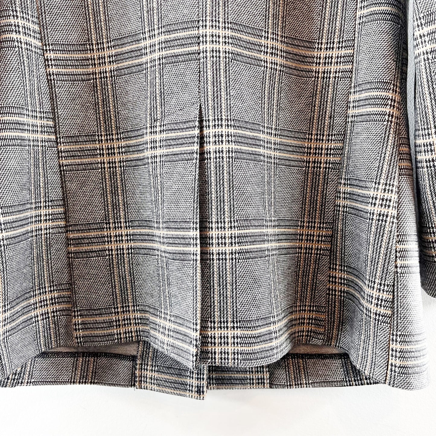 Avec Les Filles Anthropologie Oversized Longline Plaid Blazer Jacket Gray Small