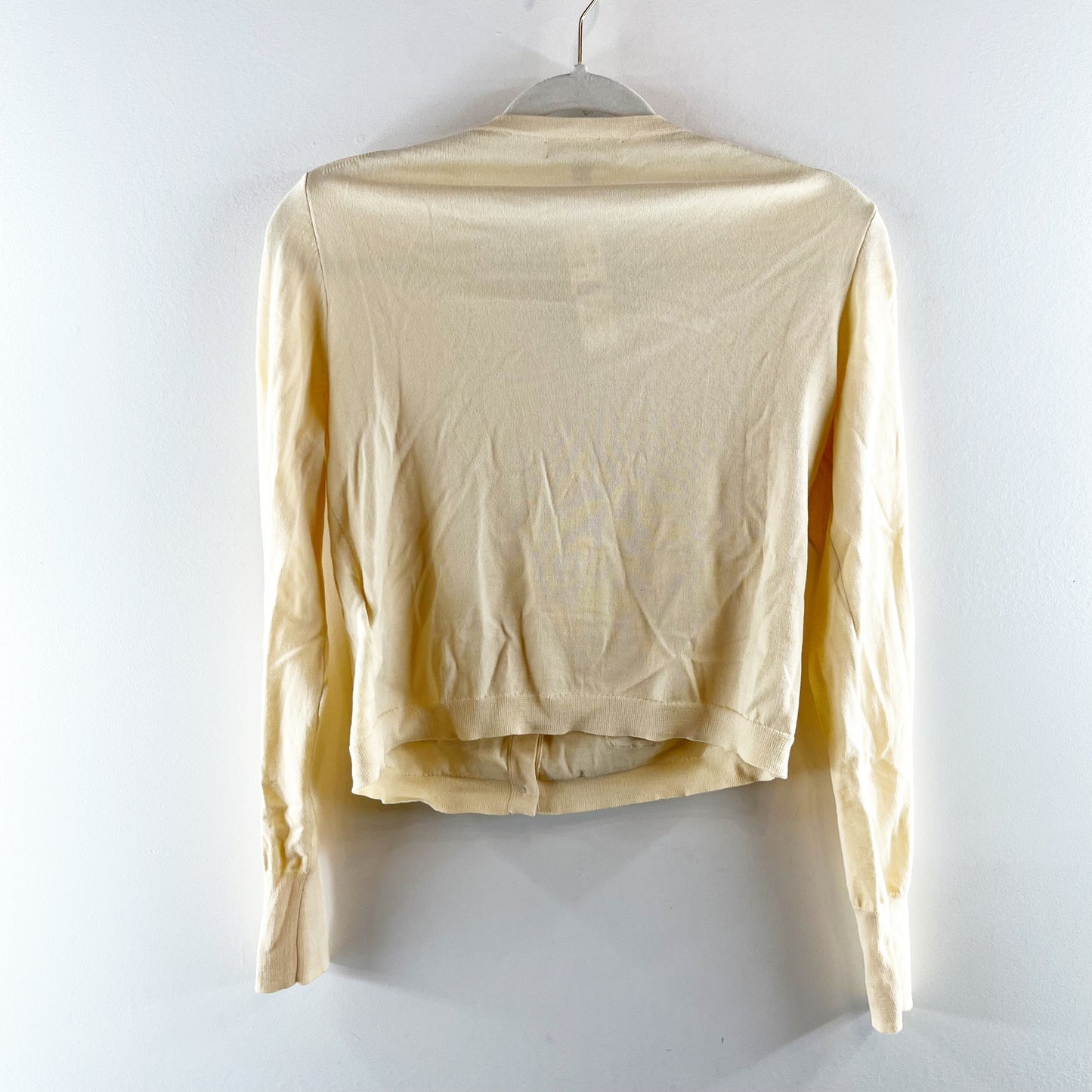 J. Crew Long Sleeve Crewneck Cardigan in Premium Ultrafine Cotton Butter Yellow