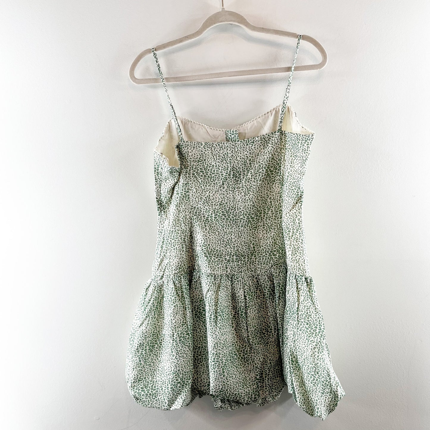 Lush Corset Bubble Hem Mini Dress Green Animal Print Large