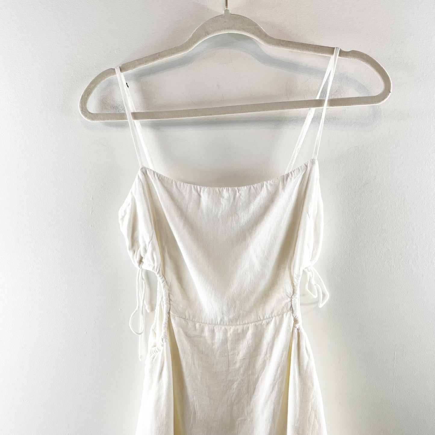 Abercrombie & Fitch Side Cutout Linen Blend Mini Dress White Small